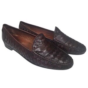 Allen Edmonds St. Lucia Loafers Mens 10.5 B Brown Woven Leather Made in Italy